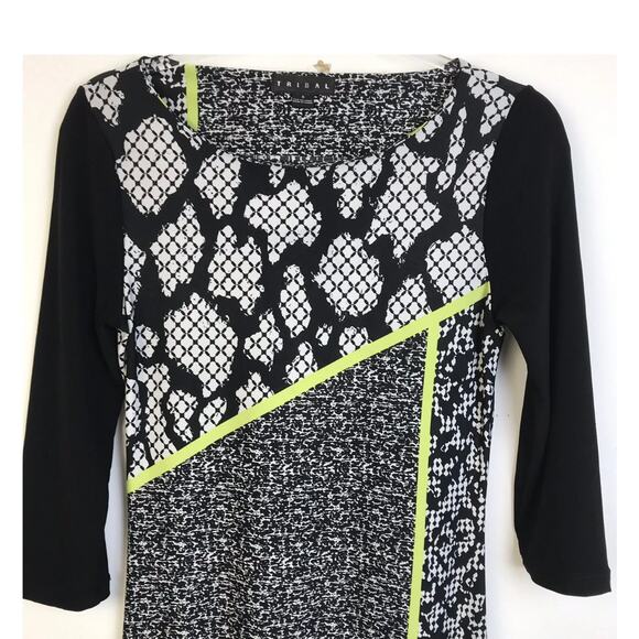 Tribal Dress Women's Small Black White Knit Snakeskin Graphic Night Out Goth - Picture 3 of 7